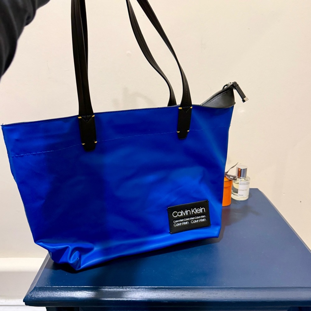 Calvin Klein Royal Blue Tote with Black Straps